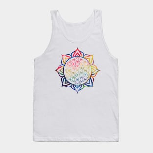 Rainbow Lotus Flower of Life Mandala Tank Top